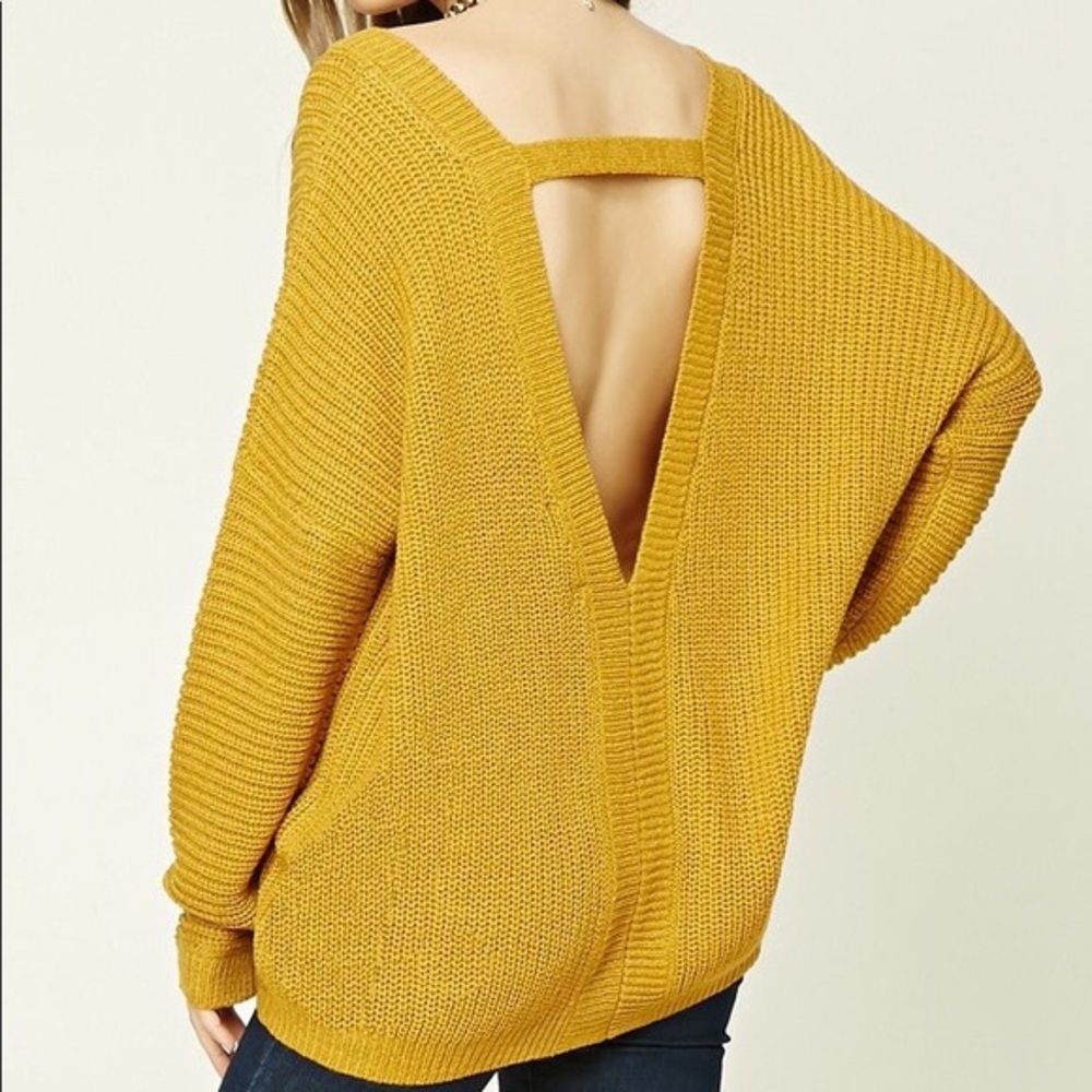 Forever 21 mustard yellow open back sweater